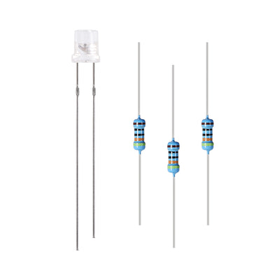 Harfington 150Set 3mm LED Diodes w Resistor, Clean Yellow DC1.8-2.0V, Flat Head 29mm Pin