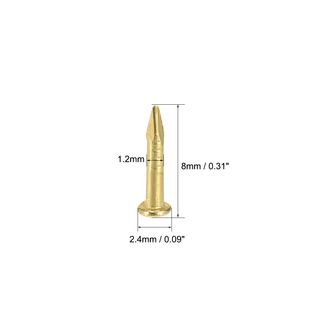 Harfington Tiny Brass Nails 1mmX8mm for DIY Decorative Pictures Wooden Boxes Household Accessories 100pcs