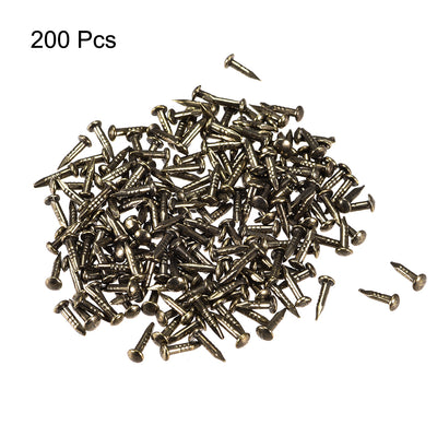 Harfington Small Tiny Nails 1X6mm for DIY Decorative Pictures Wooden Boxes Household Accessories Bronze Tone 200pcs