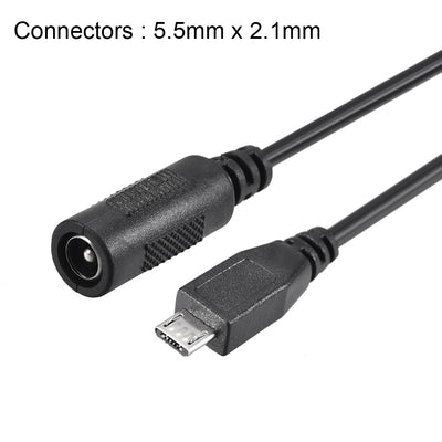 Harfington 17cm DC Female Power Supply 5.5x2.1mm Adapter to Micro USB Plug Male Cable