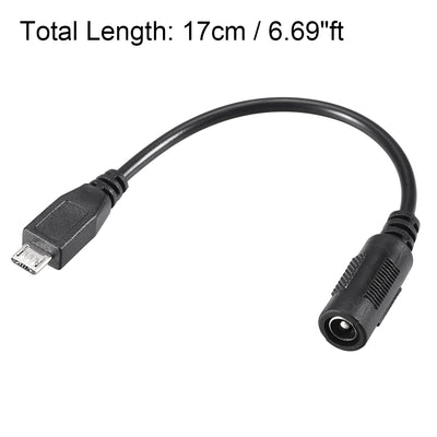 Harfington 17cm DC Female Power Supply 5.5x2.1mm Adapter to Micro USB Plug Male Cable
