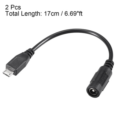 Harfington 17cm DC Female Power Supply 5.5x2.1mm Adapter to Micro USB Plug Male Cable 2pcs