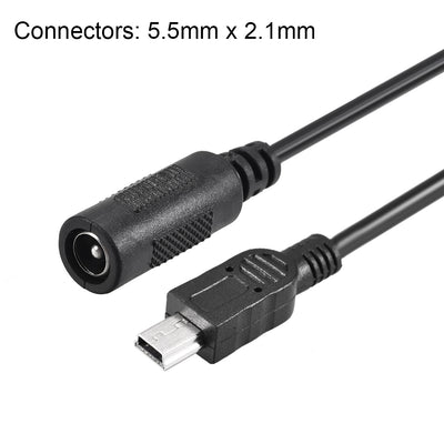 Harfington 15cm DC Female Power Supply 5.5x2.1mm Adapter to Mini USB Plug Male Cable 2pcs