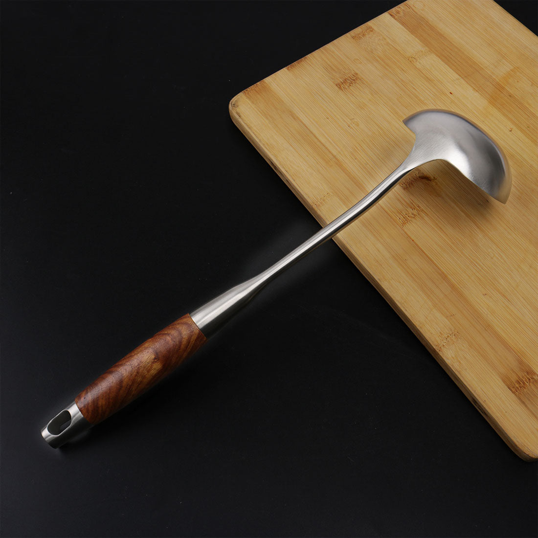 Harfington 14.2" Stainless Steel Soup Spoon Ladle Woodem Handle Serving Utensil Cooking