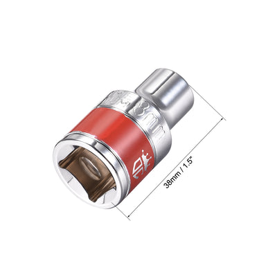 Harfington 2 Pcs 1/2-Inch Drive by 8mm Shallow Socket with Red Band, Cr-V, 6-Point, Metric