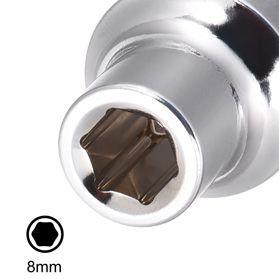 Harfington 2 Pcs 1/2-Inch Drive by 8mm Shallow Socket with Red Band, Cr-V, 6-Point, Metric