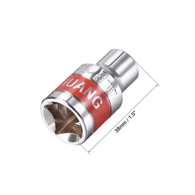 Harfington 4 Pcs 1/2-Inch Drive by 9mm Shallow Socket with Red Band, Cr-V, 6-Point, Metric
