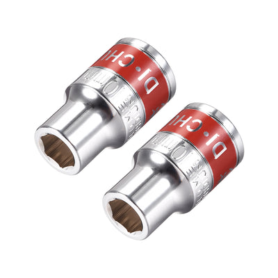 Harfington 2 Pcs 1/2-Inch Drive by 10mm Shallow Socket with Red Band, Cr-V, 6-Point, Metric