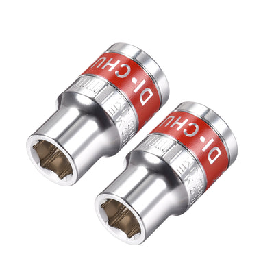 Harfington 2 Pcs 1/2-Inch Drive by 11mm Shallow Socket with Red Band, Cr-V, 6-Point, Metric