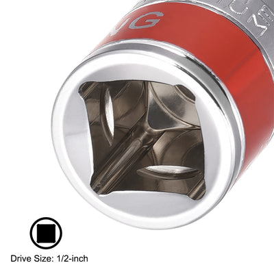 Harfington 4 Pcs 1/2-Inch Drive by 11mm Shallow Socket with Red Band, Cr-V, 6-Point, Metric