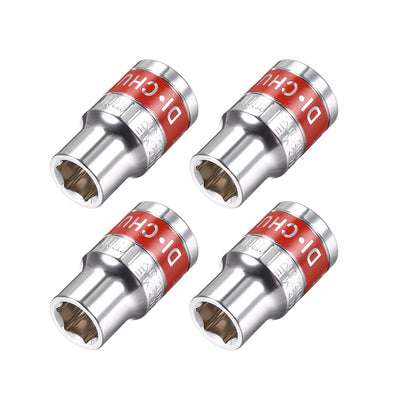 Harfington 4 Pcs 1/2-Inch Drive by 11mm Shallow Socket with Red Band, Cr-V, 6-Point, Metric
