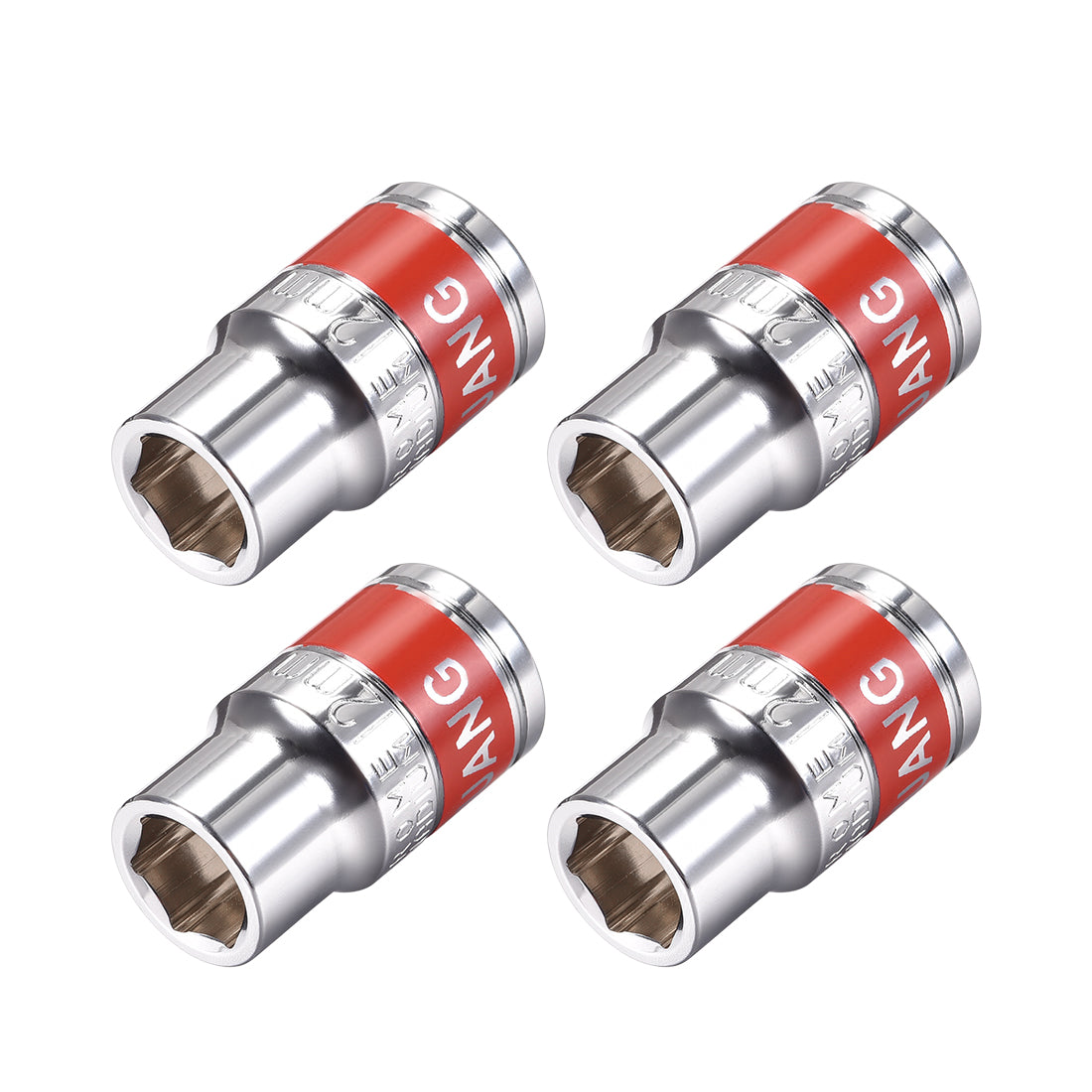 Harfington 4 Pcs 1/2-Inch Drive by 12mm Shallow Socket with Red Band, Cr-V, 6-Point, Metric