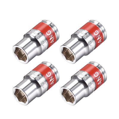 Harfington 4 Pcs 1/2-Inch Drive by 12mm Shallow Socket with Red Band, Cr-V, 6-Point, Metric