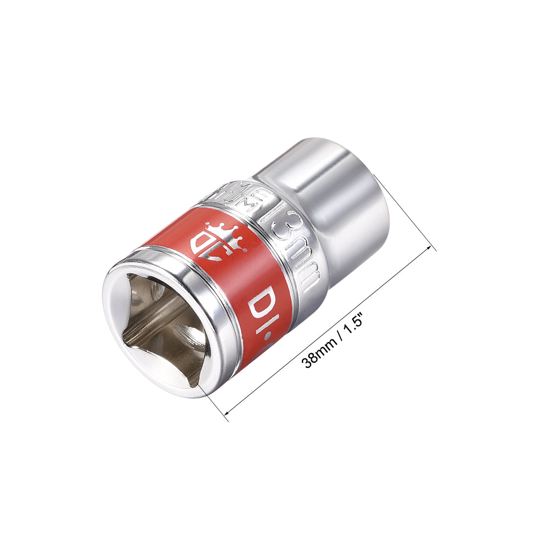 Harfington 2 Pcs 1/2-Inch Drive by 13mm Shallow Socket with Red Band, Cr-V, 6-Point, Metric