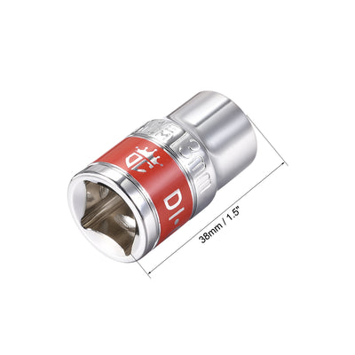 Harfington 4 Pcs 1/2-Inch Drive by 13mm Shallow Socket with Red Band, Cr-V, 6-Point, Metric