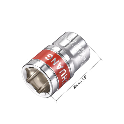 Harfington 2 Pcs 1/2-Inch Drive by 17mm Shallow Socket with Red Band, Cr-V, 6-Point, Metric