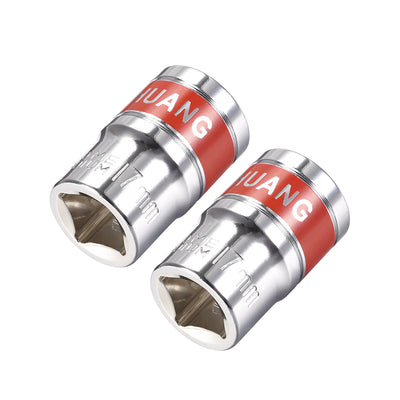 Harfington 2 Pcs 1/2-Inch Drive by 17mm Shallow Socket with Red Band, Cr-V, 6-Point, Metric