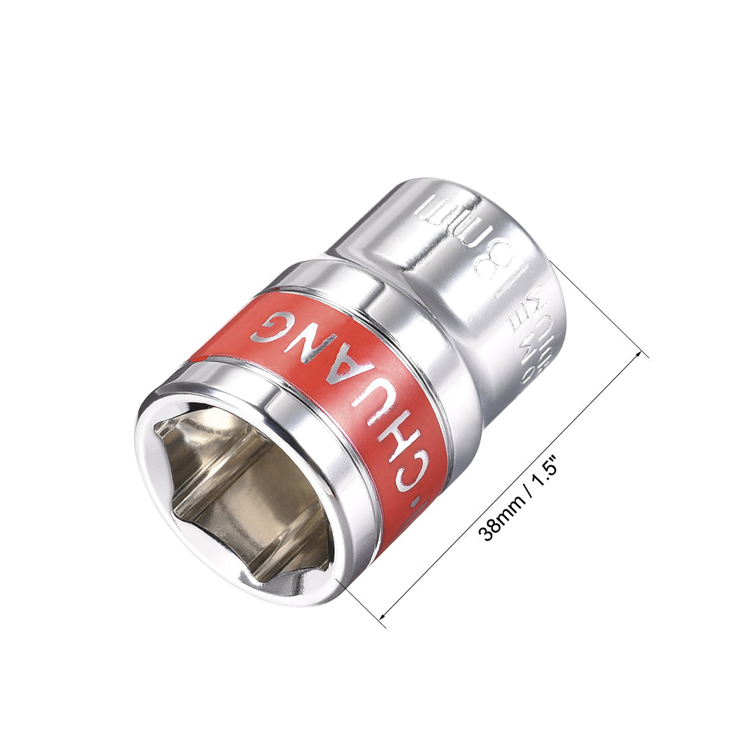 Harfington 2 Pcs 1/2-Inch Drive by 18mm Shallow Socket with Red Band, Cr-V, 6-Point, Metric