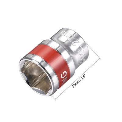 Harfington 2 Pcs 1/2-Inch Drive by 22mm Shallow Socket with Red Band, Cr-V, 6-Point, Metric