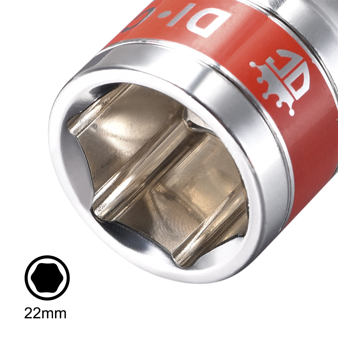 Harfington 2 Pcs 1/2-Inch Drive by 22mm Shallow Socket with Red Band, Cr-V, 6-Point, Metric