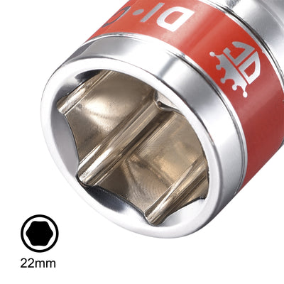Harfington 2 Pcs 1/2-Inch Drive by 22mm Shallow Socket with Red Band, Cr-V, 6-Point, Metric