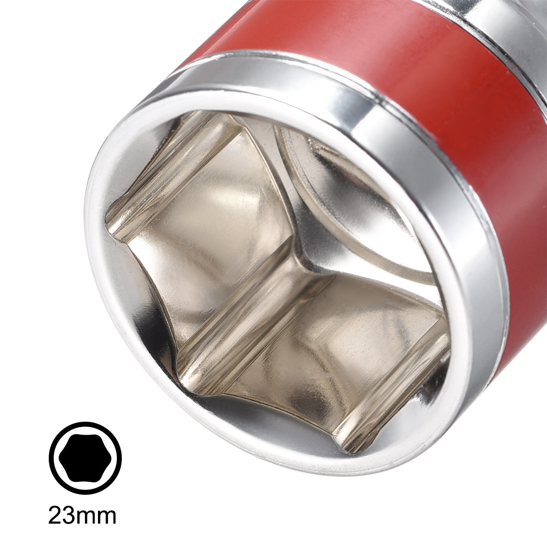 Harfington 2 Pcs 1/2-Inch Drive by 23mm Shallow Socket with Red Band, Cr-V, 6-Point, Metric