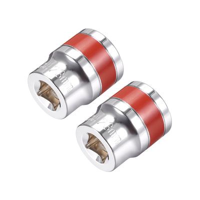 Harfington 2 Pcs 1/2-Inch Drive by 23mm Shallow Socket with Red Band, Cr-V, 6-Point, Metric