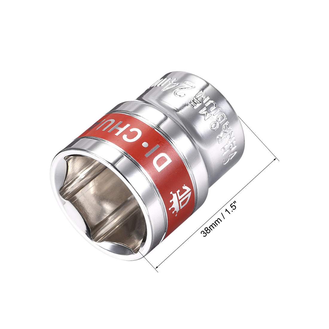 Harfington 4 Pcs 1/2-Inch Drive by 24mm Shallow Socket with Red Band, Cr-V, 6-Point, Metric