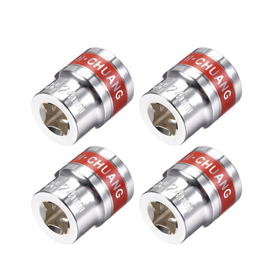 Harfington 4 Pcs 1/2-Inch Drive by 24mm Shallow Socket with Red Band, Cr-V, 6-Point, Metric