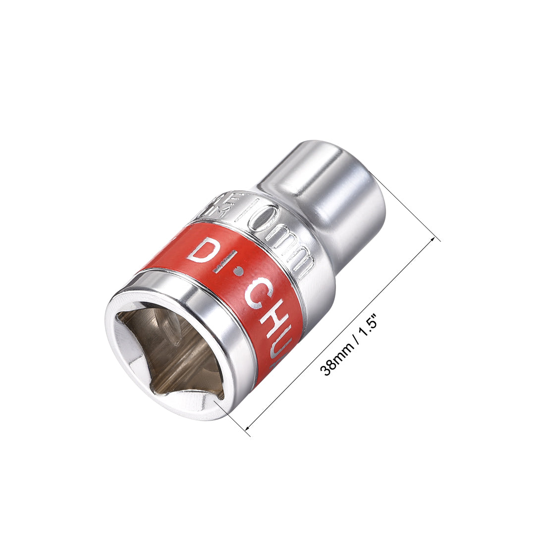 Harfington 2 Pcs 1/2-Inch Drive by 10mm Shallow Socket with Red Band, Cr-V, 12-Point, Metric