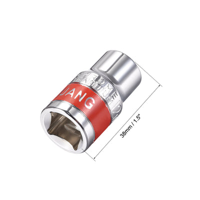 Harfington 2 Pcs 1/2-Inch Drive by 12mm Shallow Socket with Red Band, Cr-V, 12-Point, Metric