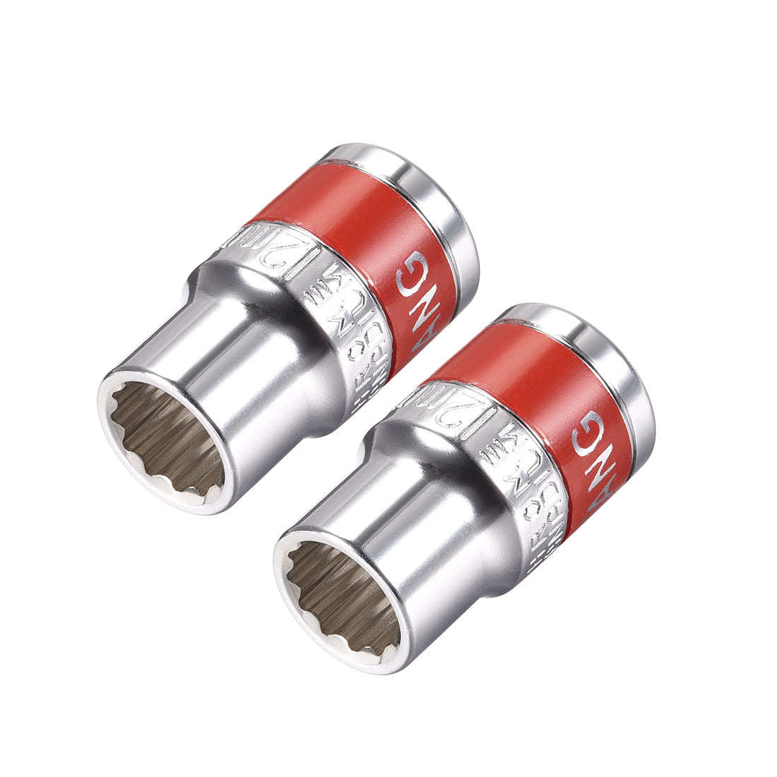 Harfington 2 Pcs 1/2-Inch Drive by 12mm Shallow Socket with Red Band, Cr-V, 12-Point, Metric