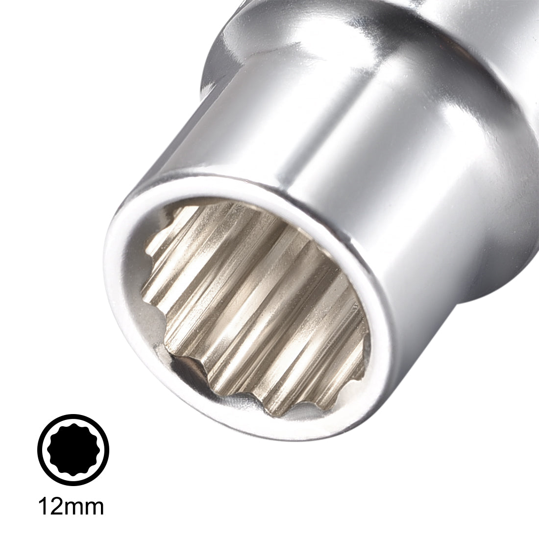 Harfington 4 Pcs 1/2-Inch Drive by 12mm Shallow Socket with Red Band, Cr-V, 12-Point, Metric