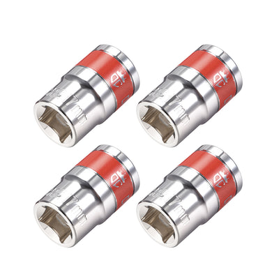 Harfington 4 Pcs 1/2-Inch Drive by 17mm Shallow Socket with Red Band, Cr-V, 12-Point, Metric