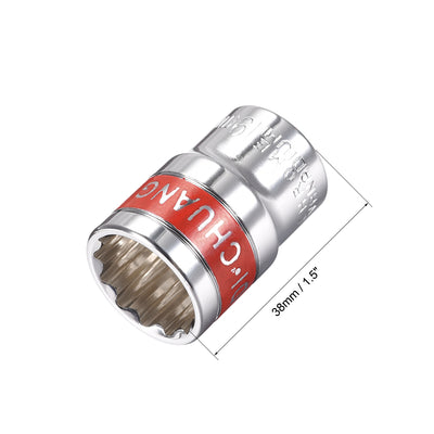 Harfington 4 Pcs 1/2-Inch Drive by 19mm Shallow Socket with Red Band, Cr-V, 12-Point, Metric