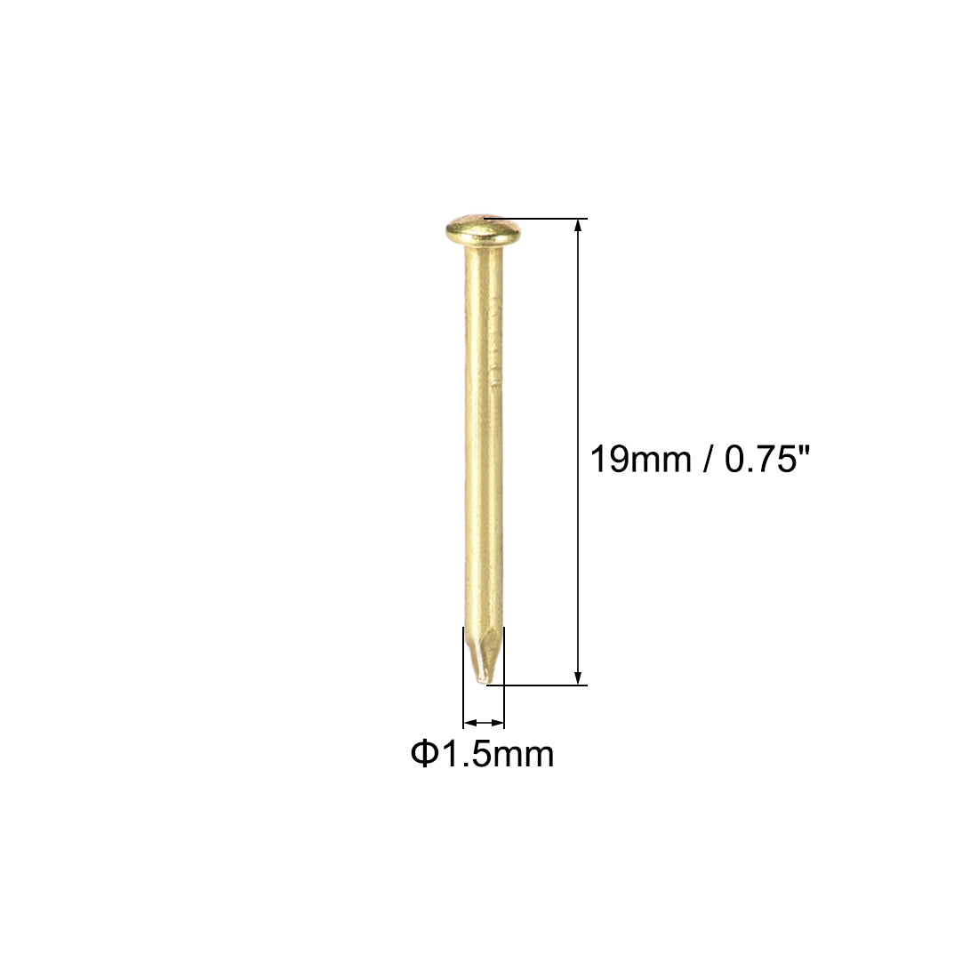 Harfington Small Tiny Nails 1.5X19mm for DIY Decorative Wooden Boxes Gold Tone 300pcs