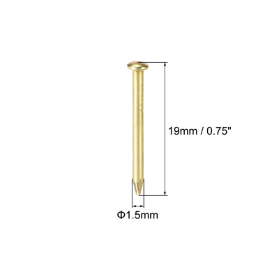 Harfington Small Tiny Nails 1.5X19mm for DIY Decorative Wooden Boxes Gold Tone 300pcs