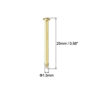 Harfington Small Tiny Nails 1.5X25mm for DIY Decorative Wooden Boxes Gold Tone 300pcs