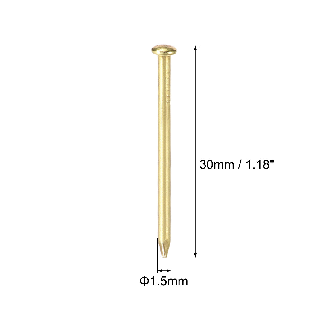 Harfington Small Tiny Nails 1.5X30mm for DIY Decorative Wooden Boxes Gold Tone 100pcs
