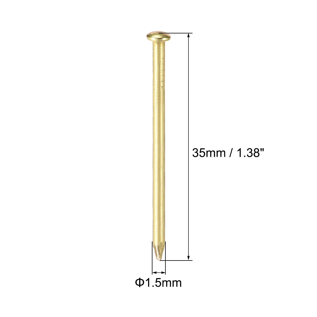Harfington Small Tiny Nails 1.5X35mm for DIY Decorative Wooden Boxes Gold Tone 300pcs