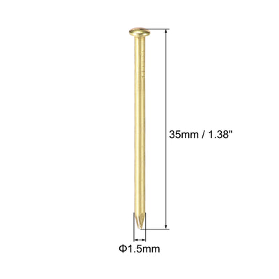 Harfington Small Tiny Nails 1.5X35mm for DIY Decorative Wooden Boxes Gold Tone 300pcs