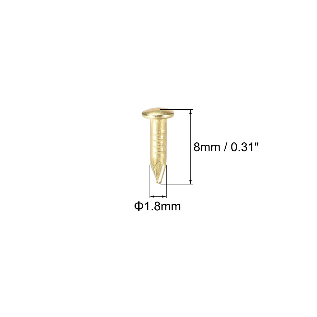Harfington Small Tiny Nails 1.8X8mm for DIY Decorative Wooden Boxes Gold Tone 100pcs