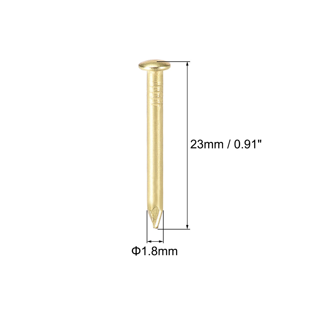 Harfington Small Tiny Nails 1.8X23mm for DIY Decorative Wooden Boxes Gold Tone 100pcs