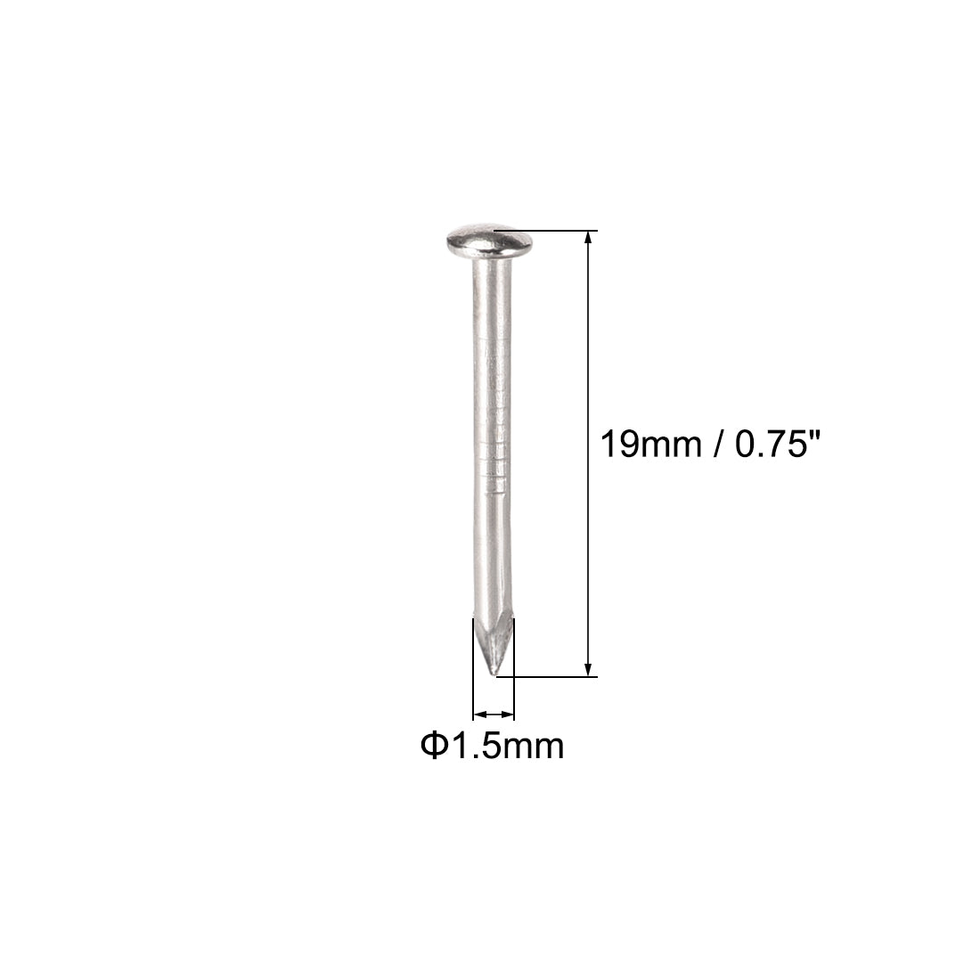 Harfington Small Tiny Nails 1.5X19mm for DIY Decorative Wooden Boxes Silver Tone 150pcs