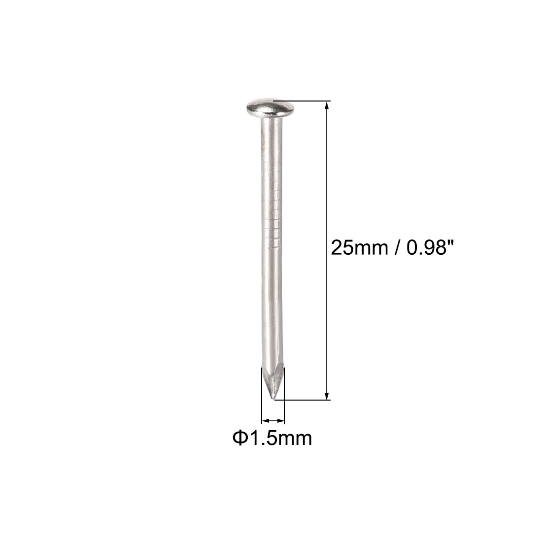 Harfington Small Tiny Nails 1.5X25mm for DIY Decorative Wooden Boxes Silver Tone 100pcs