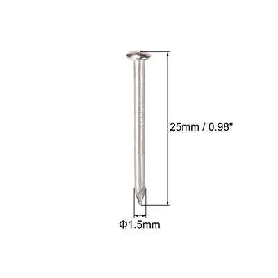 Harfington Small Tiny Nails 1.5X25mm for DIY Decorative Wooden Boxes Silver Tone 100pcs