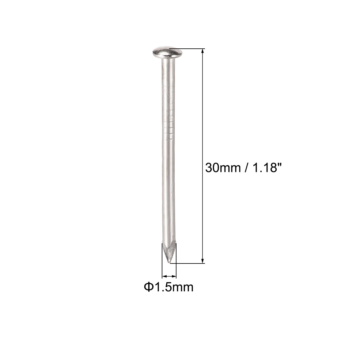 Harfington Small Tiny Nails 1.5X30mm for DIY Decorative Wooden Boxes Silver Tone 150pcs