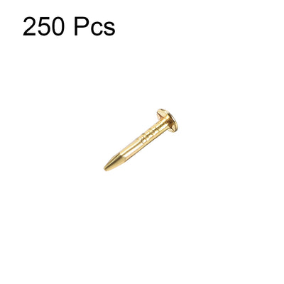 Harfington Small Tiny Nails 1X8mm for DIY Decorative Pictures Wooden Boxes Household Accessories Gold Tone 250pcs