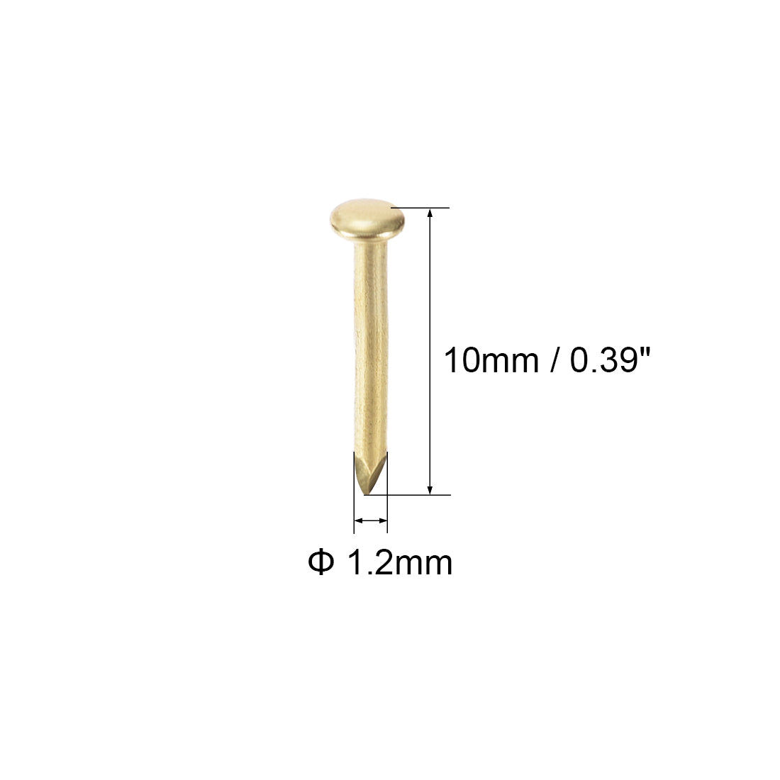 Harfington Small Tiny Nails 1.2X10mm for DIY Decorative Pictures Wooden Boxes Household Accessories Gold Tone 400pcs