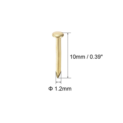 Harfington Small Tiny Nails 1.2X10mm for DIY Decorative Pictures Wooden Boxes Household Accessories Gold Tone 400pcs